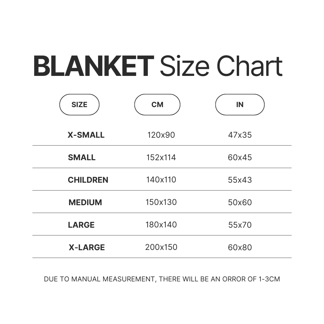 Blanket Size Chart - Neck Deep Shop