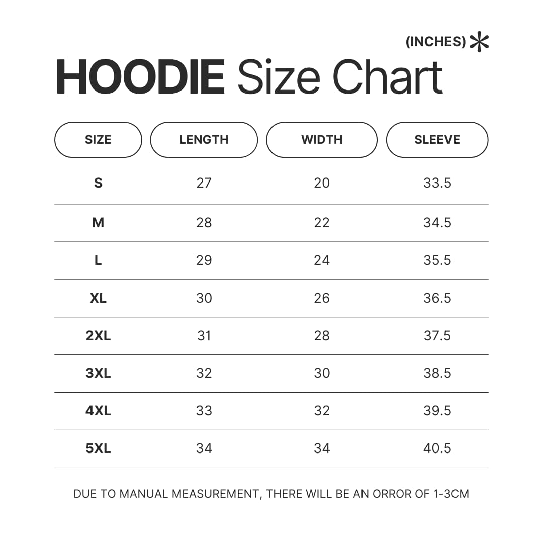 Hoodie Size Chart - Neck Deep Shop