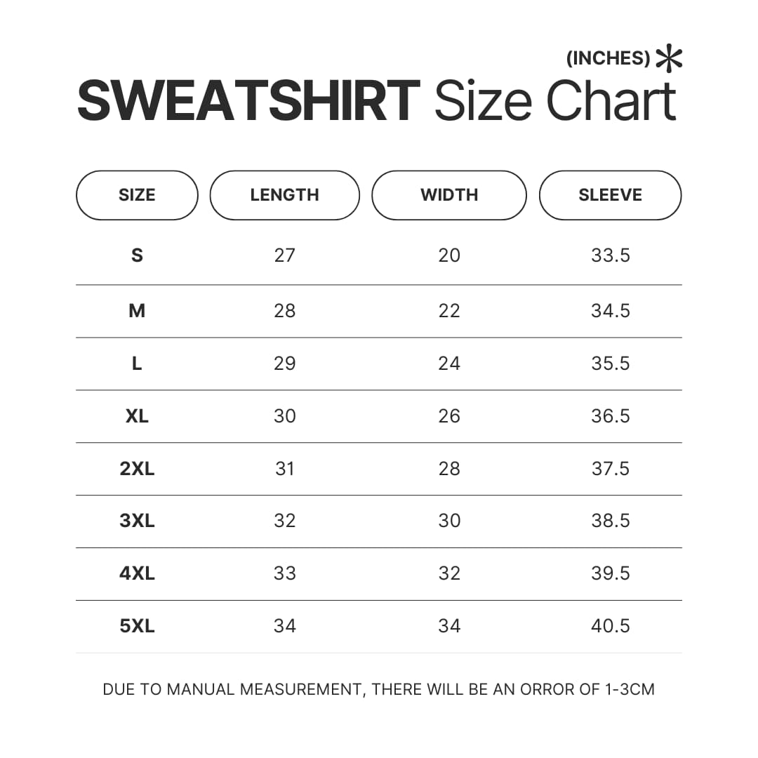 Sweatshirt Size Chart - Neck Deep Shop