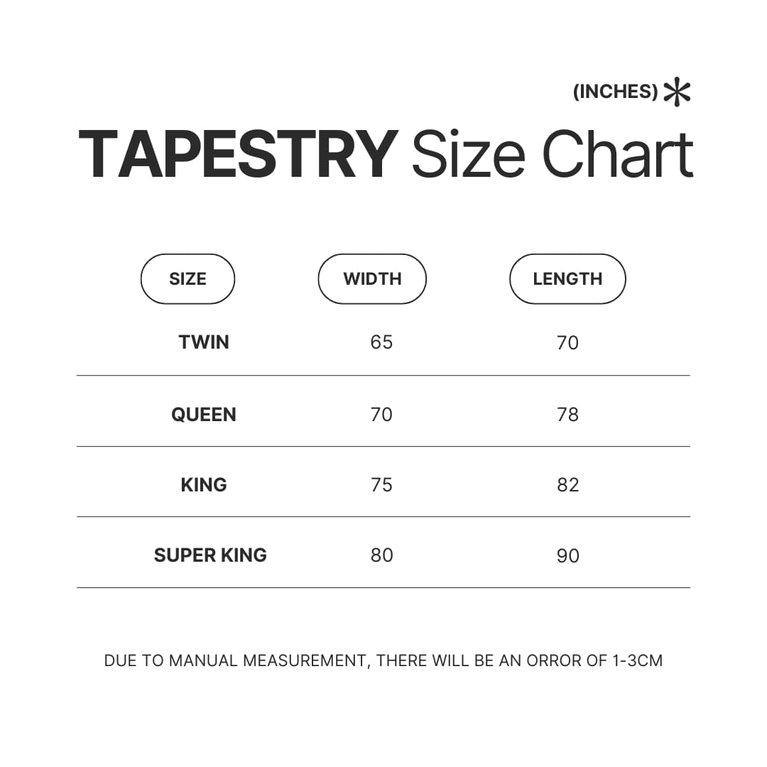 Tapestry Size Chart - Neck Deep Shop